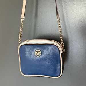 Michael Kors Mini Camera Bag One Of A Kind Blue, Brown, White Colorblock Bag
